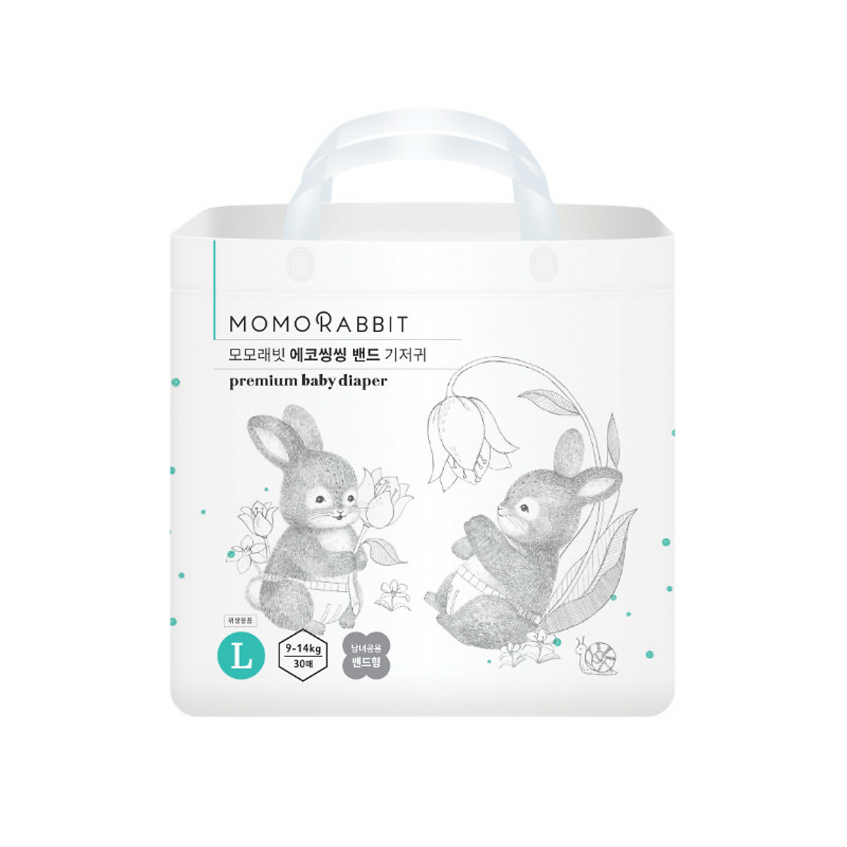 Bỉm tã dán Momo Rabbit L30 (9-14kg) - nội địa Hàn Quốc