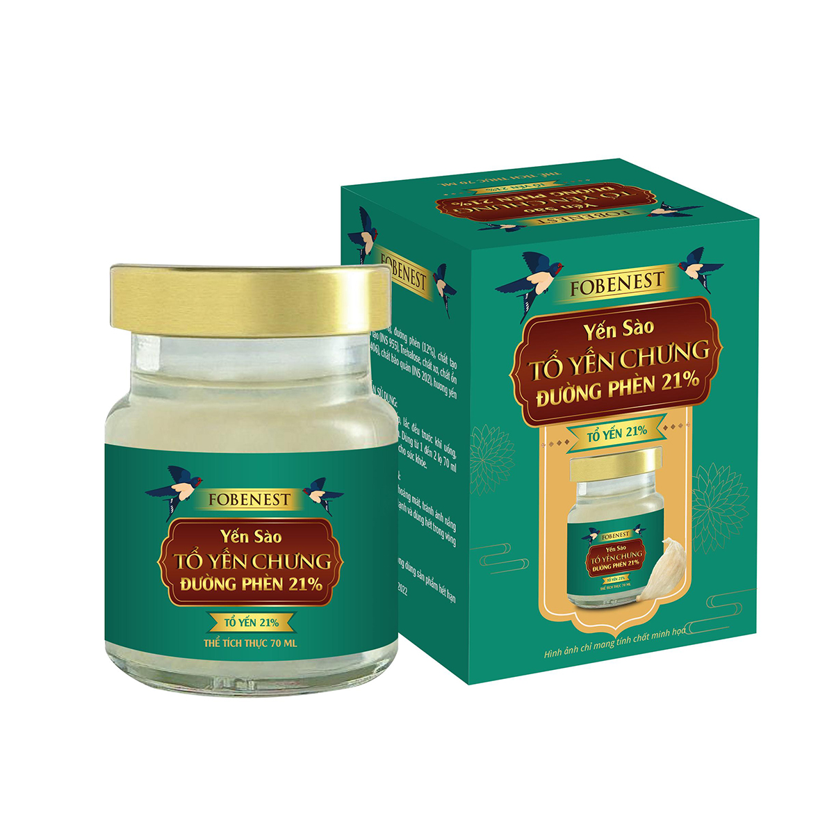 Yến Sào Fobenest chưng đường Phèn 70ml (Tổ Yến 21%)