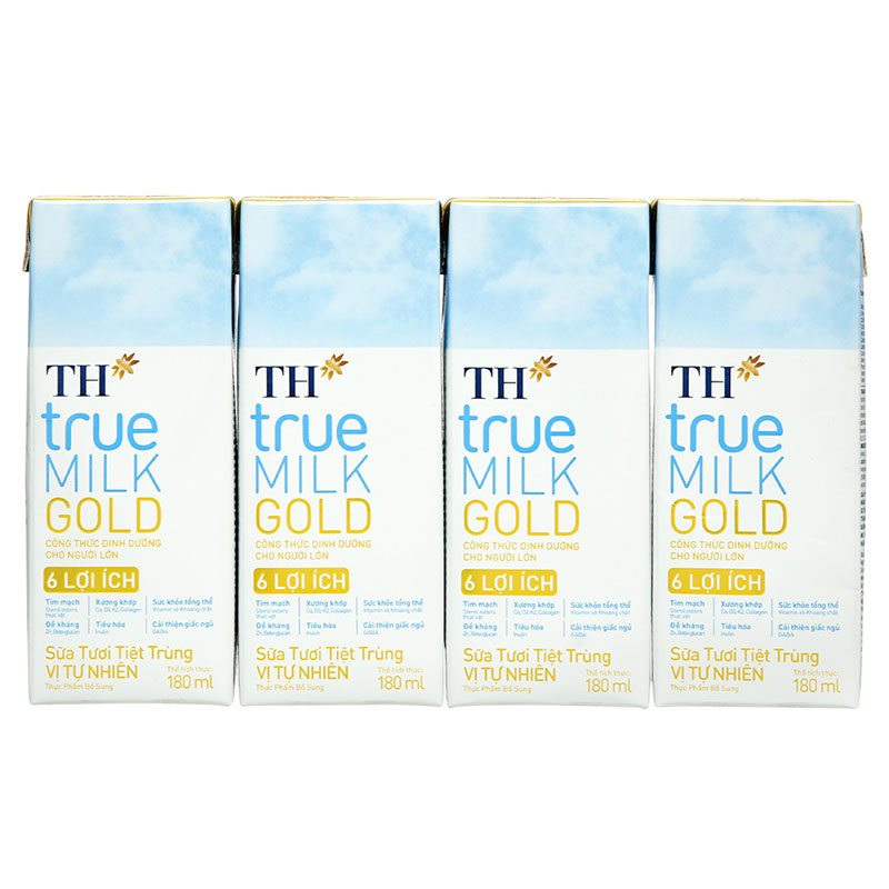 Sữa Tươi Tiệt Trùng Vị Tự Nhiên TH True MILK Gold 180ml (lốc...